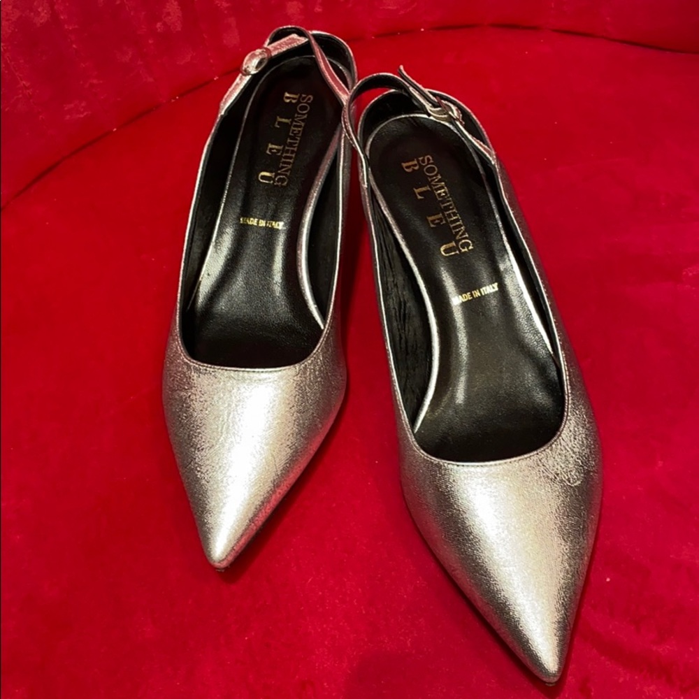 Something Bleu Silver Kitten Heel